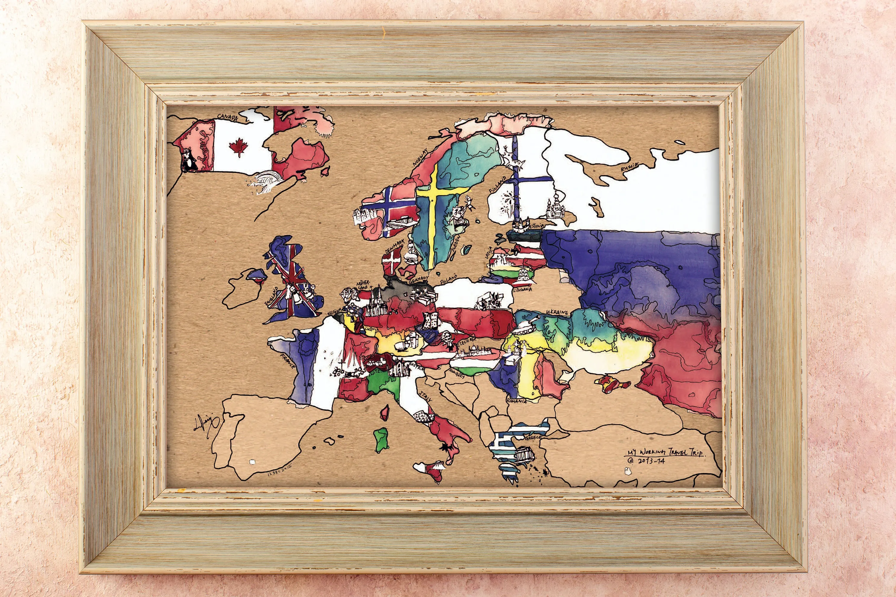 Hand-Drawn Europe Travel Map