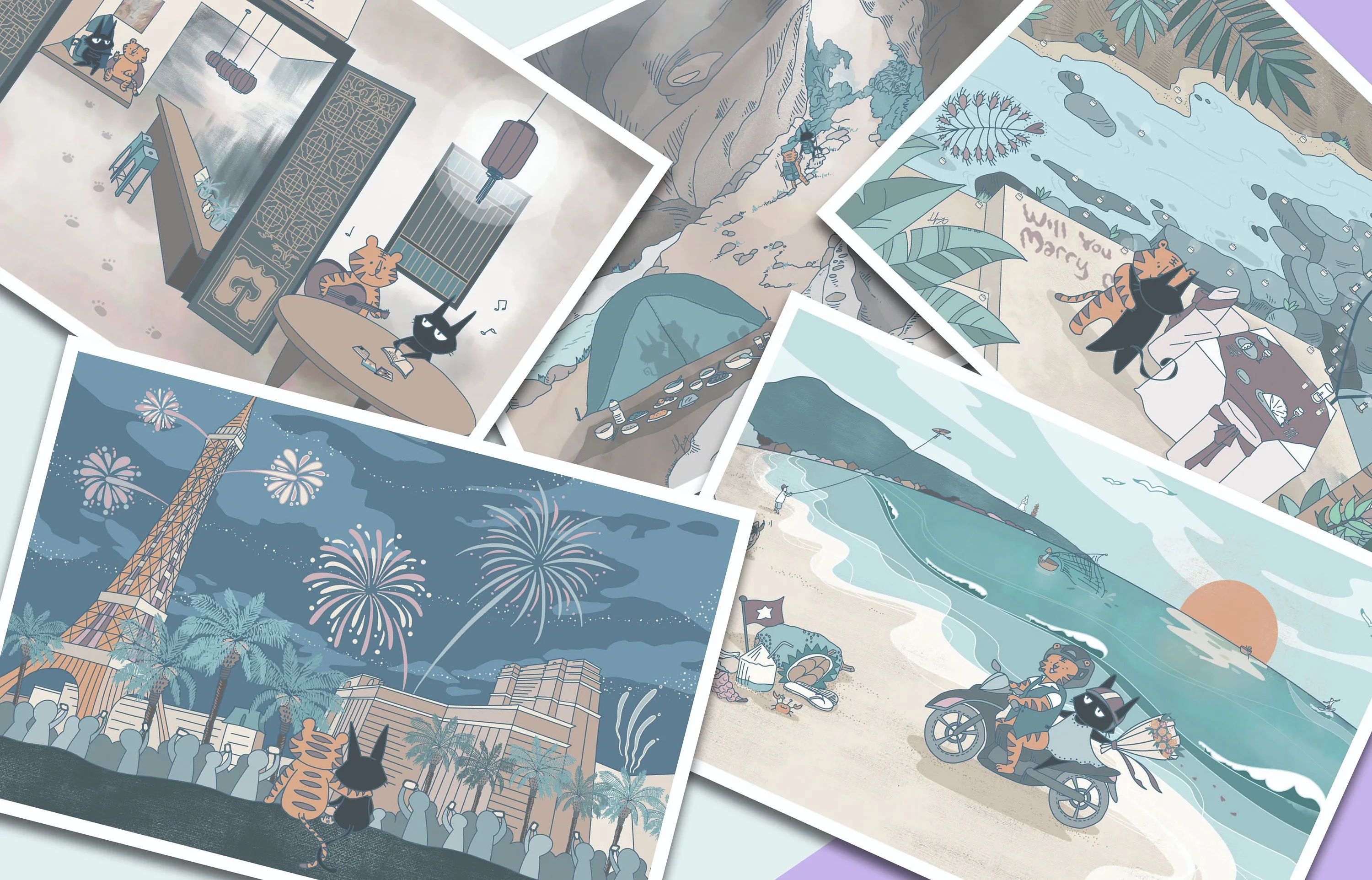 Love Story — Set of 5 Postcards